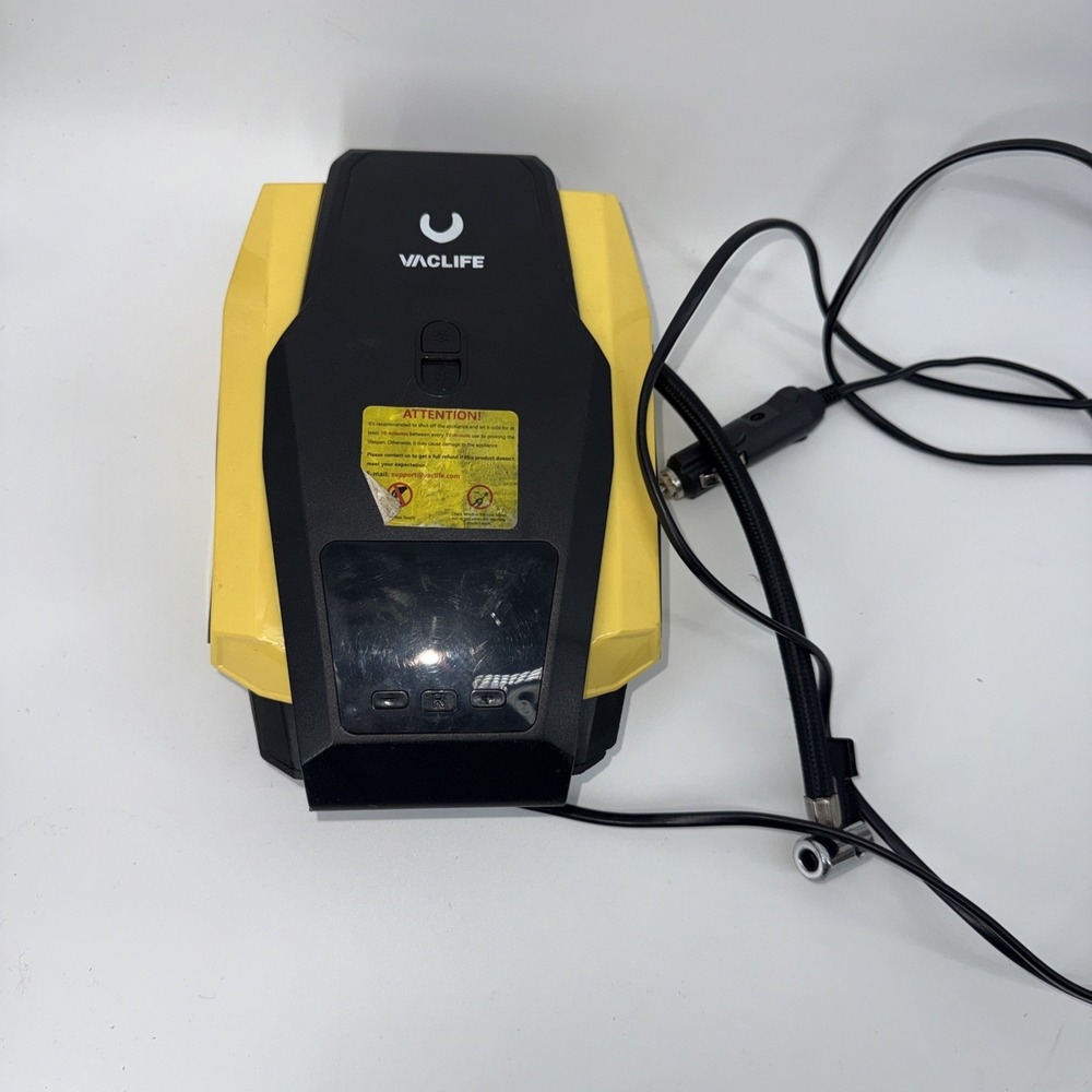 VacLife Air Compressor Tire Inflator | 12V DC |‎ Yellow (VL701) TESTED & WORKING